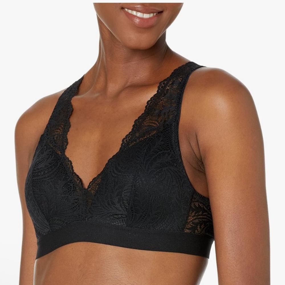 Bali Black Lace Bralette with Scalloped Detailing Size M NWT